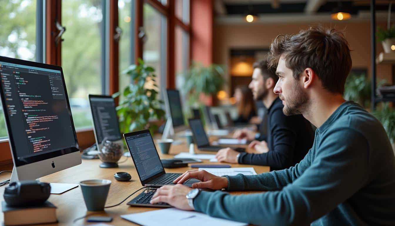 Étudiant connecté au portail eCampus depuis un ordinateur portable
